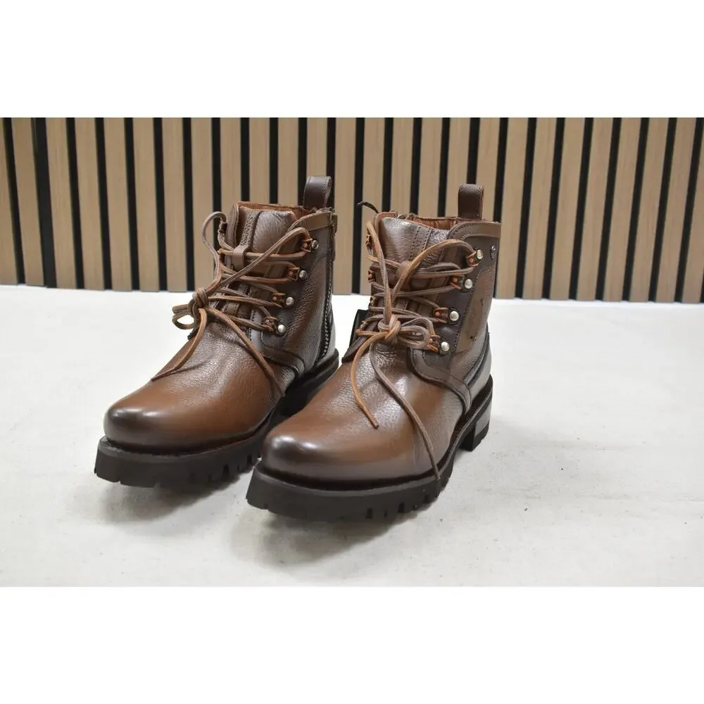 Cuadra Men's Honey Italian Deer Zip Lace Up Leather Boot CU945 US Size 8.5 EE